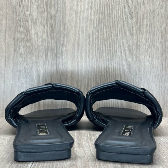 Billini Sandals Womens Size 7 Felix Woven Slip On Flat Slides Synthetic Black - Picture 4 of 11
